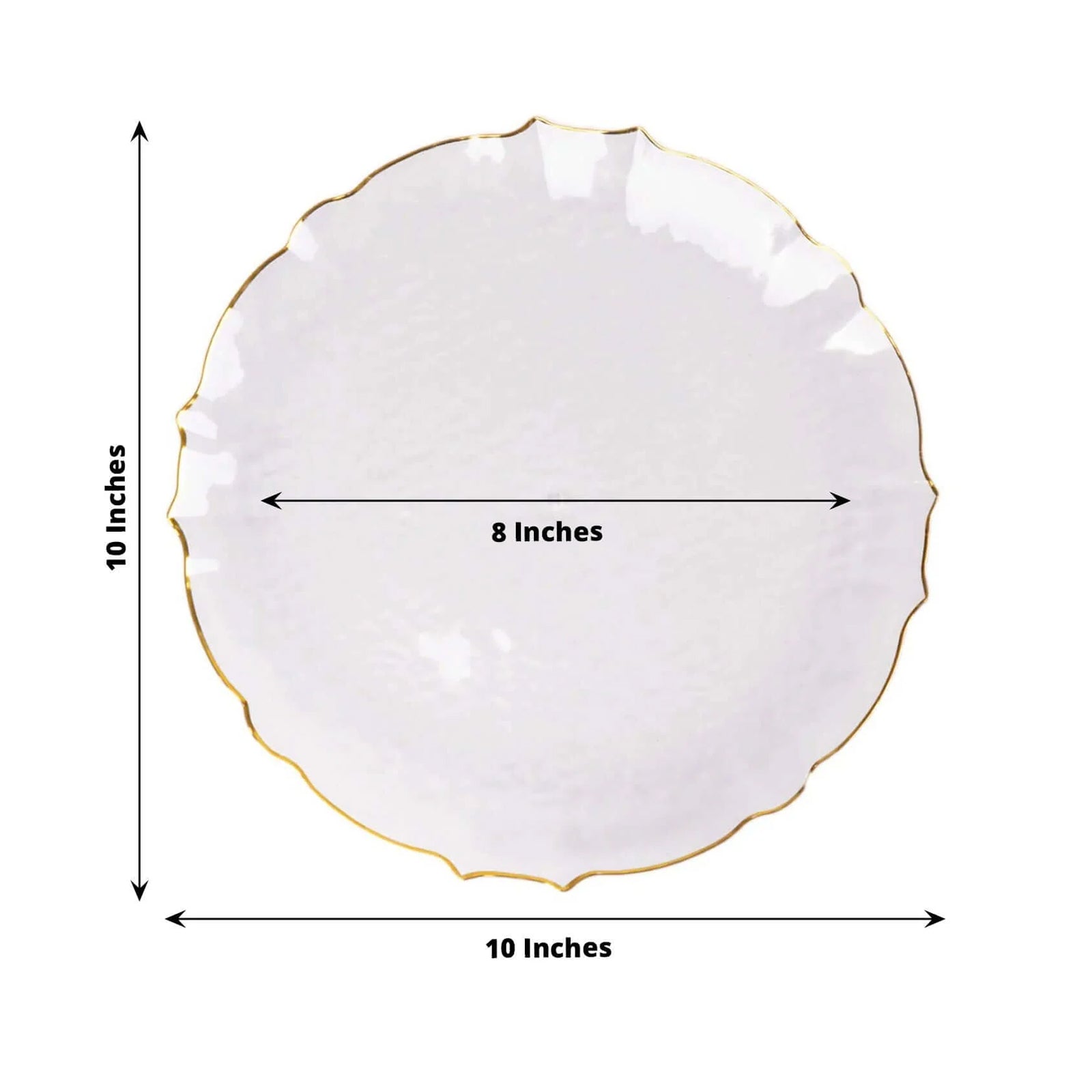 10 - Pack Plastic 10" Round Dinner Plates in Clear Sunflower with Gold Scalloped Rim - Disposable Party Plates for Classy Events & Banquets - Bell Racket Store