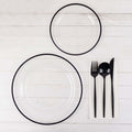 10 - Pack Plastic 10" Round Dinner Plates in Clear with Black Rim - Disposable Party Plates for Classy Banquets & Special Occasions - Bell Racket Store
