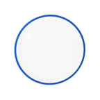 10 - Pack Plastic 10" Round Dinner Plates in Clear with Blue Rim - Disposable Party Plates for Classy Banquets & Special Occasions - Bell Racket Store