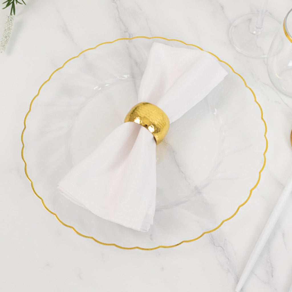 10 - Pack Plastic 10" Round Dinner Plates in Clear with Gold Flair Rim - Disposable Party Plates for Upscale Banquets & Special Occasions - Bell Racket Store