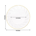 10 - Pack Plastic 10" Round Dinner Plates in Clear with Gold Flair Rim - Disposable Party Plates for Upscale Banquets & Special Occasions - Bell Racket Store