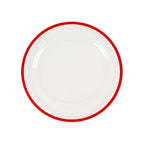 10 - Pack Plastic 10" Round Dinner Plates in Clear with Red Rim - Disposable Party Plates for Classy Banquets & Special Occasions - Bell Racket Store