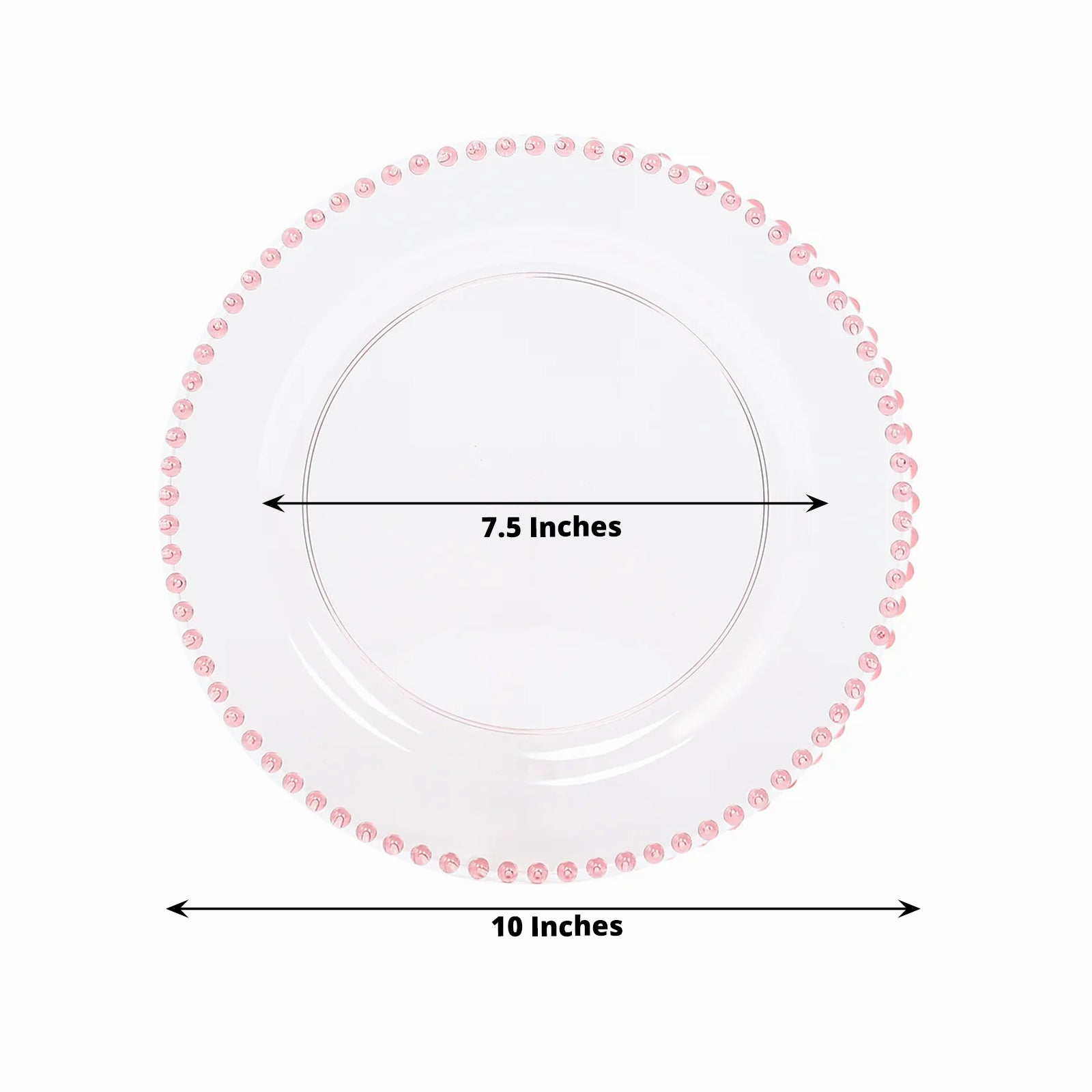 10 - Pack Plastic 10" Round Dinner Plates in Transparent Blush with Beaded Rim - Disposable Party Plates for Banquets & Festive Occasions - Bell Racket Store