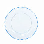 10 - Pack Plastic 10" Round Dinner Plates in Transparent Dusty Blue with Beaded Rim - Disposable Party Plates for Banquets & Festive Occasions - Bell Racket Store