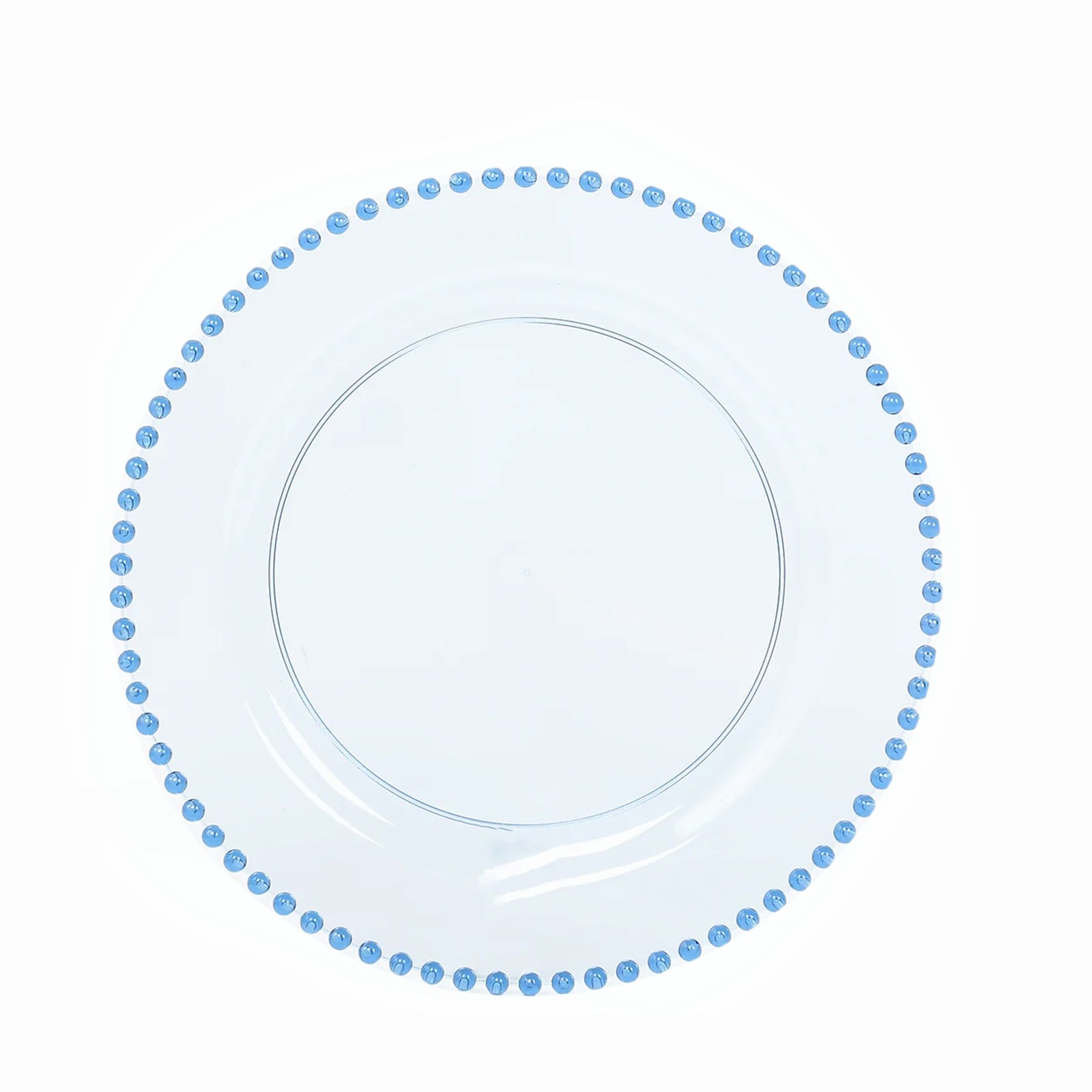 10 - Pack Plastic 10" Round Dinner Plates in Transparent Dusty Blue with Beaded Rim - Disposable Party Plates for Banquets & Festive Occasions - Bell Racket Store