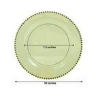 10 - Pack Plastic 10" Round Dinner Plates in Transparent Dusty Sage Green with Beaded Rim - Disposable Party Plates for Banquets & Festive Occasions - Bell Racket Store