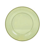 10 - Pack Plastic 10" Round Dinner Plates in Transparent Dusty Sage Green with Beaded Rim - Disposable Party Plates for Banquets & Festive Occasions - Bell Racket Store