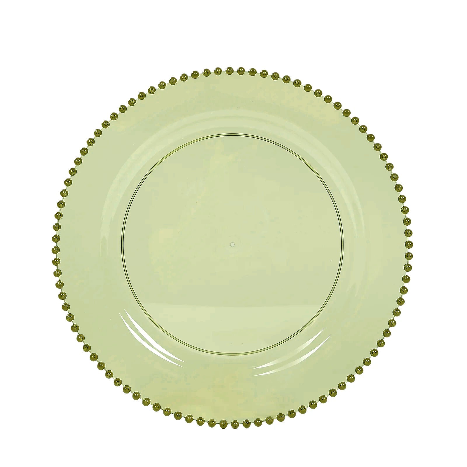 10 - Pack Plastic 10" Round Dinner Plates in Transparent Dusty Sage Green with Beaded Rim - Disposable Party Plates for Banquets & Festive Occasions - Bell Racket Store
