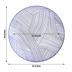 10 - Pack Plastic 10" Round Dinner Plates in White with Blue Wave Brush Strokes Pattern - Disposable Party Plates - Bell Racket Store