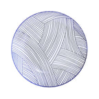 10 - Pack Plastic 10" Round Dinner Plates in White with Blue Wave Brush Strokes Pattern - Disposable Party Plates - Bell Racket Store