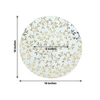10 - Pack Plastic 10" Round Dinner Plates in White with Gold Leaf Design - Heavy Duty Disposable Party Plates for Stylish Events & Memorable Gatherings - Bell Racket Store