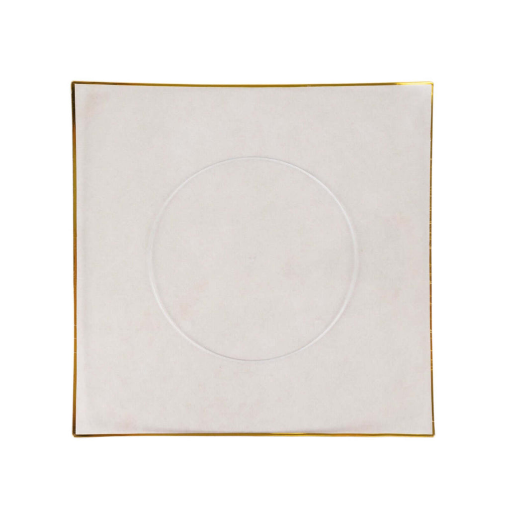 10 - Pack Plastic 10" Square Dinner Plates in Clear Concave Style with Gold Rim - Modern Disposable Party Plates - Bell Racket Store