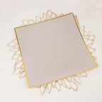 10 - Pack Plastic 10" Square Dinner Plates in Taupe Concave Style with Gold Rim - Modern Disposable Party Plates - Bell Racket Store