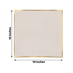 10 - Pack Plastic 10" Square Dinner Plates in Taupe Concave Style with Gold Rim - Modern Disposable Party Plates - Bell Racket Store