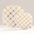 10 - Pack Plastic 10" Square Dinner Plates in White with Gold Diamond Lattice Pattern - Disposable Party Plates for Weddings, Banquets & Special Events - Bell Racket Store