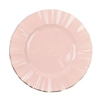 10 - Pack Plastic 11" Round Dinner Plates in Blush Ruffled Rim with Gold Edging - Sturdy Disposable Dinnerware - Bell Racket Store