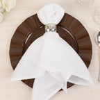 10 - Pack Plastic 11" Round Dinner Plates in Cinnamon Brown Ruffled Rim with Gold Edging - Sturdy Disposable Dinnerware - Bell Racket Store