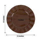 10 - Pack Plastic 11" Round Dinner Plates in Cinnamon Brown Ruffled Rim with Gold Edging - Sturdy Disposable Dinnerware - Bell Racket Store