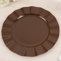 10 - Pack Plastic 11" Round Dinner Plates in Cinnamon Brown Ruffled Rim with Gold Edging - Sturdy Disposable Dinnerware - Bell Racket Store