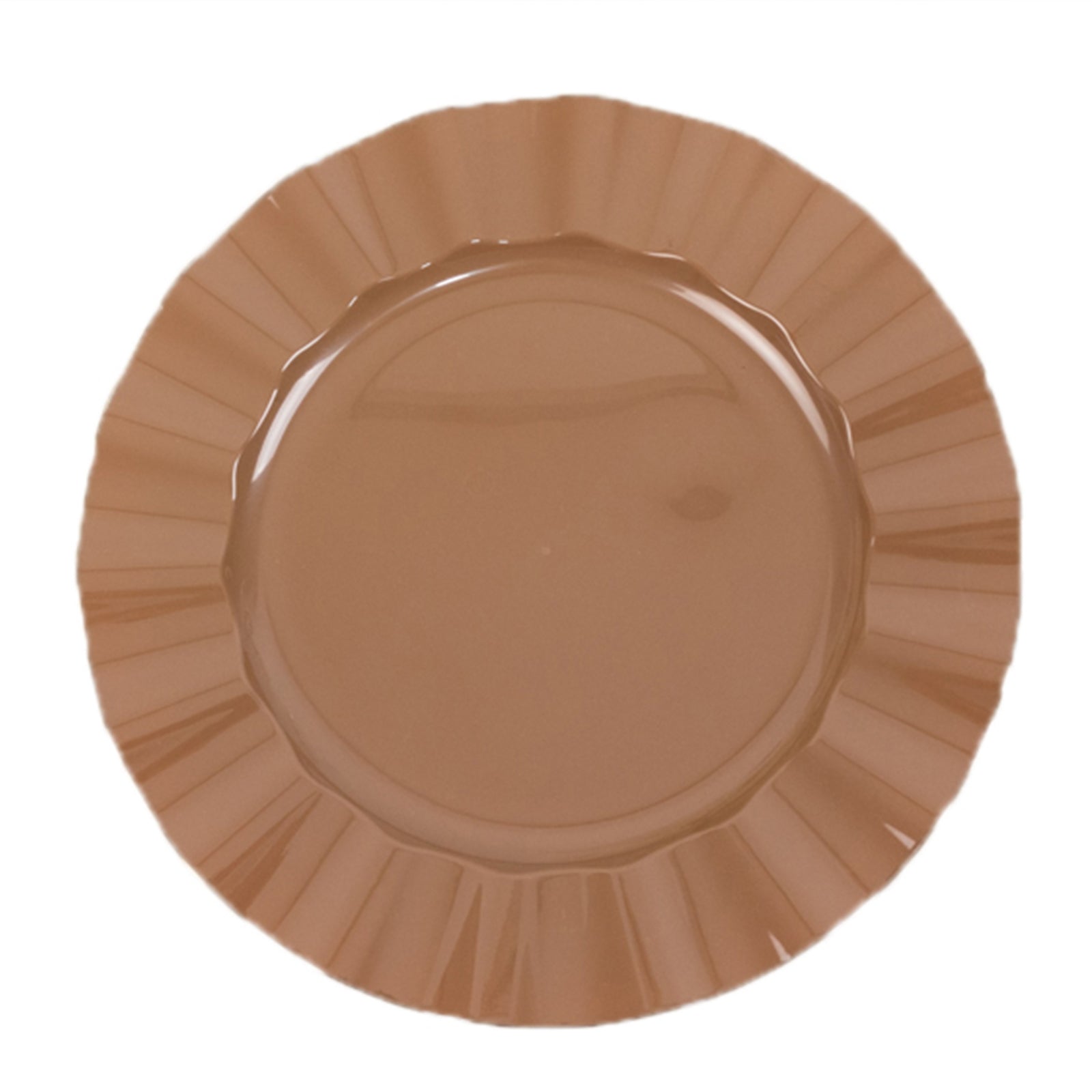 10 - Pack Plastic 11" Round Dinner Plates in Coffee Brown Ruffled Rim with Gold Edging - Sturdy Disposable Dinnerware - Bell Racket Store