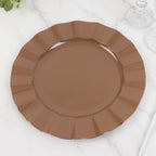 10 - Pack Plastic 11" Round Dinner Plates in Coffee Brown Ruffled Rim with Gold Edging - Sturdy Disposable Dinnerware - Bell Racket Store