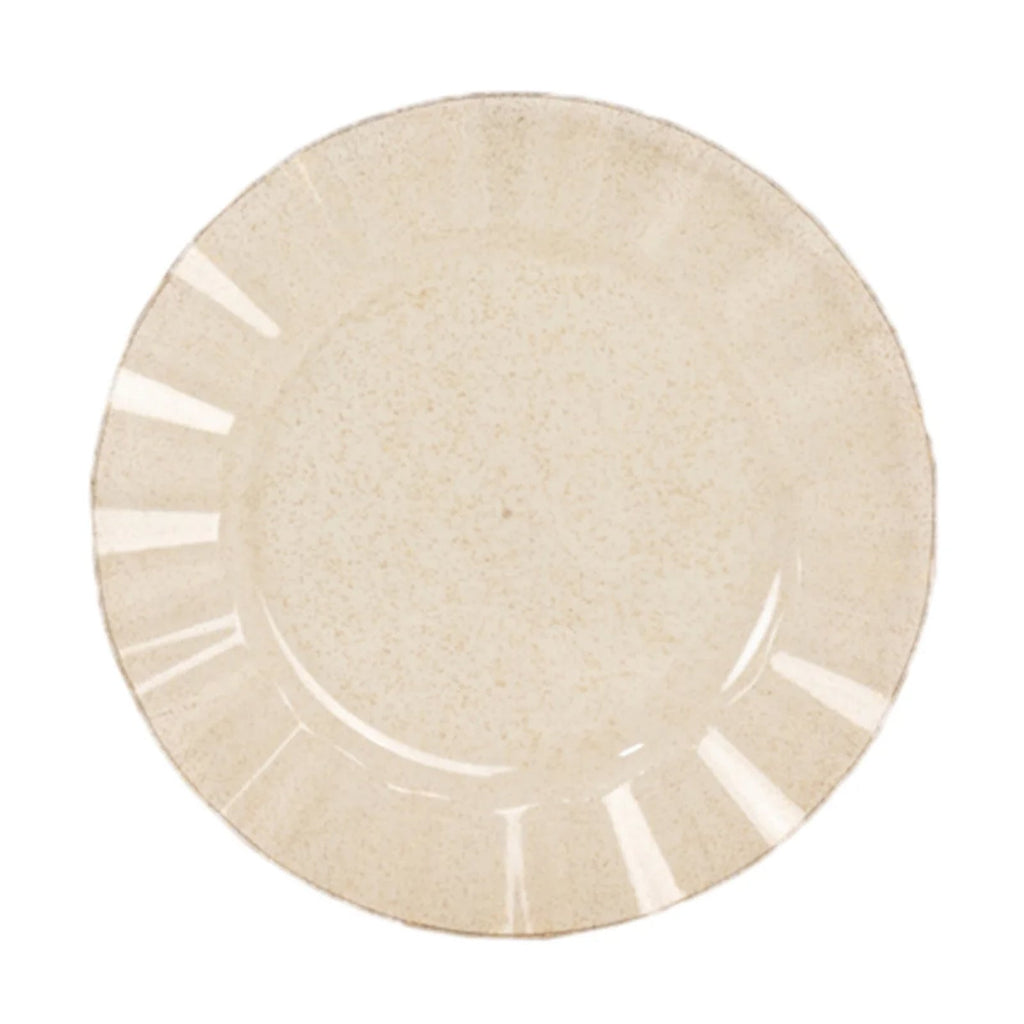 10 - Pack Plastic 11" Round Dinner Plates in Gold Glitter with Ruffled Rim - Transparent Sturdy Disposable Dinnerware - Bell Racket Store