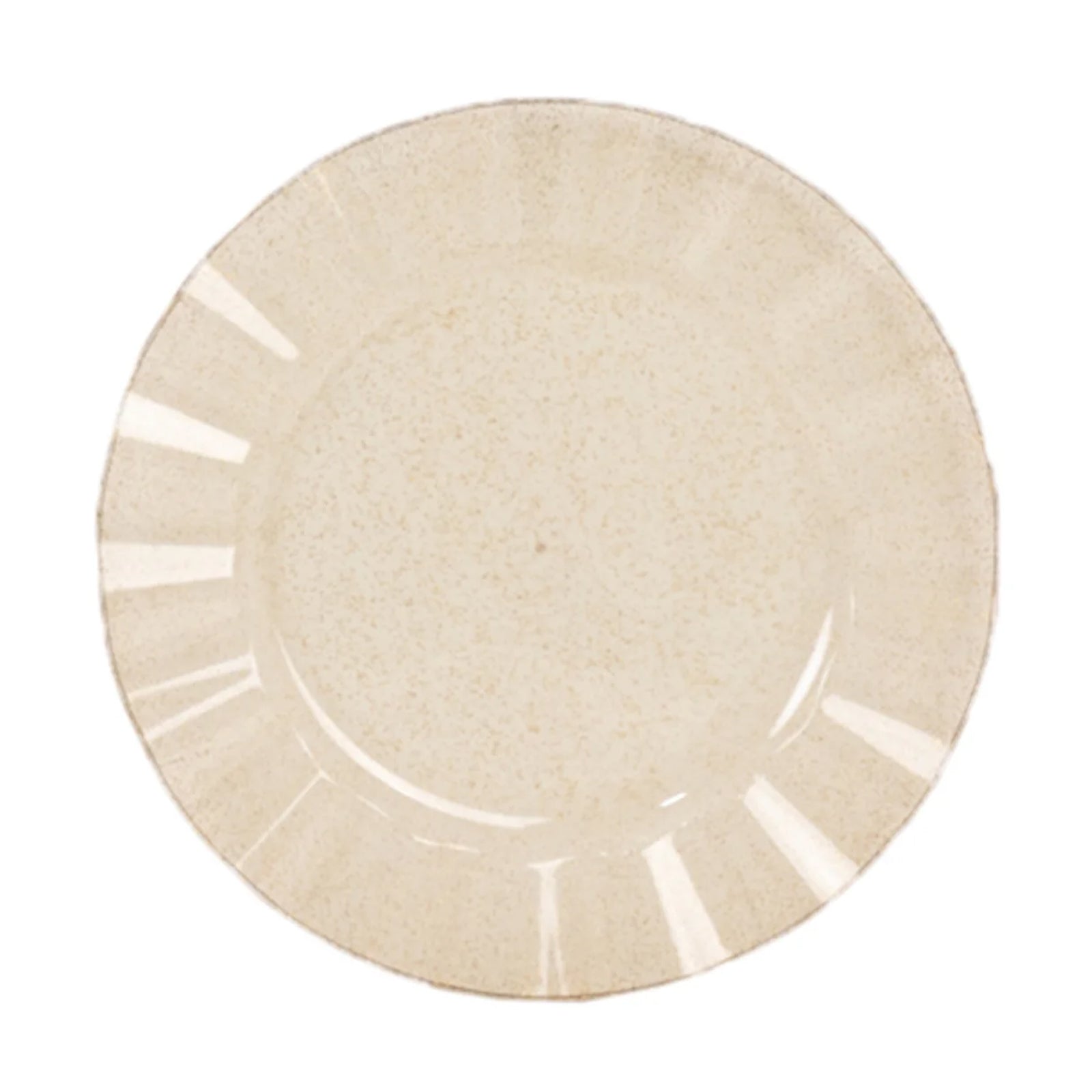 10 - Pack Plastic 11" Round Dinner Plates in Gold Glitter with Ruffled Rim - Transparent Sturdy Disposable Dinnerware - Bell Racket Store