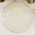 10 - Pack Plastic 11" Round Dinner Plates in Gold Glitter with Ruffled Rim - Transparent Sturdy Disposable Dinnerware - Bell Racket Store