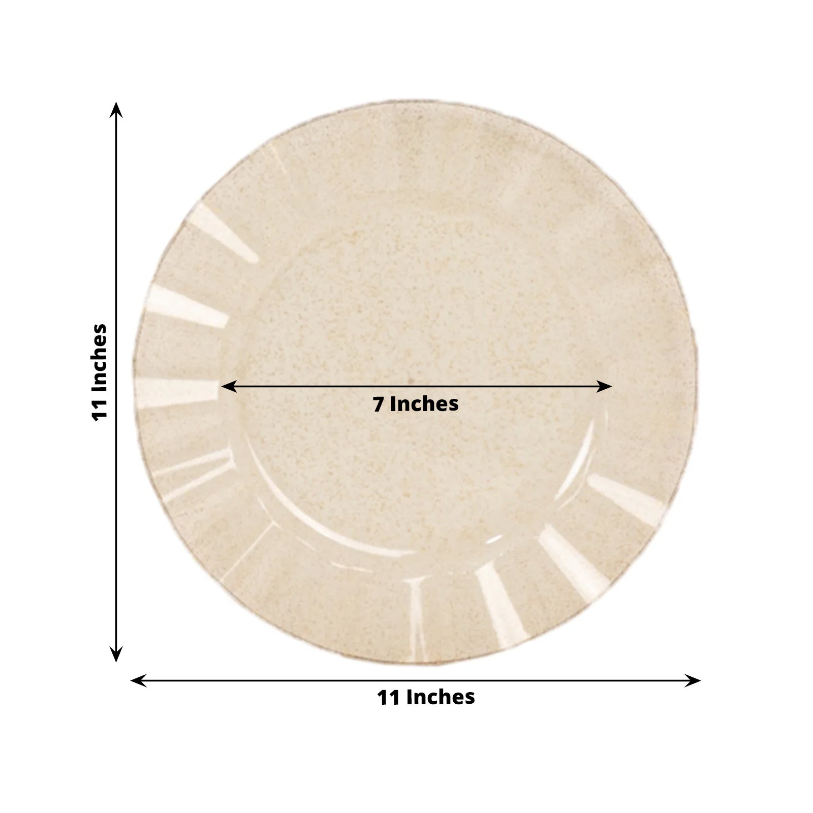 10 - Pack Plastic 11" Round Dinner Plates in Gold Glitter with Ruffled Rim - Transparent Sturdy Disposable Dinnerware - Bell Racket Store