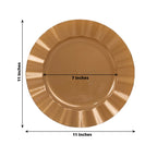 10 - Pack Plastic 11" Round Dinner Plates in Gold with Ruffled Rim - Sturdy Disposable Dinnerware for Classy Events & Banquets - Bell Racket Store