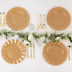 10 - Pack Plastic 11" Round Dinner Plates in Gold with Ruffled Rim - Sturdy Disposable Dinnerware for Classy Events & Banquets - Bell Racket Store