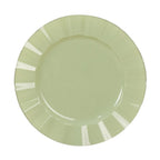 10 - Pack Plastic 11" Round Dinner Plates in Sage Green Ruffled Rim with Gold Edging - Sturdy Disposable Dinnerware - Bell Racket Store