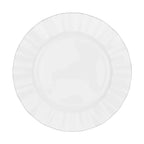 10 - Pack Plastic 11" Round Dinner Plates in White Ruffled Rim with Gold Edging - Sturdy Disposable Dinnerware for Classy Events & Banquets - Bell Racket Store