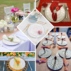 10 - Pack Plastic 11" Round Dinner Plates in White Ruffled Rim with Gold Edging - Sturdy Disposable Dinnerware for Classy Events & Banquets - Bell Racket Store