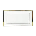 10 - Pack Plastic 13"x8" Rectangle Serving Trays Clear with Gold Rim - Durable Reusable Sleek Design for Upscale Events & Parties - Bell Racket Store