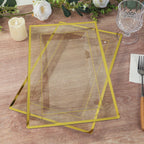 10 - Pack Plastic 13"x8" Rectangle Serving Trays Clear with Gold Rim - Durable Reusable Sleek Design for Upscale Events & Parties - Bell Racket Store