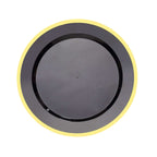 10 - Pack Plastic 7" Round Appetizer Plates in Black with Gold Rim - Sleek Disposable Salad Plates for Banquets & Special Occasions - Bell Racket Store