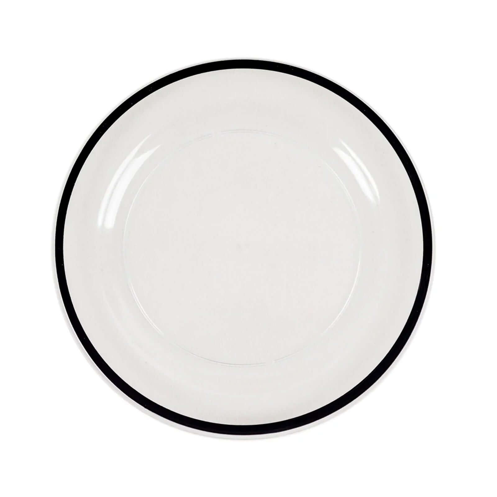 10 - Pack Plastic 7" Round Appetizer Plates in Clear with Black Rim - Sleek Disposable Salad Plates for Banquets & Special Occasions - Bell Racket Store