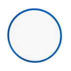 10 - Pack Plastic 7" Round Appetizer Plates in Clear with Blue Rim - Sleek Disposable Salad Plates for Banquets & Special Occasions - Bell Racket Store