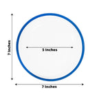 10 - Pack Plastic 7" Round Appetizer Plates in Clear with Blue Rim - Sleek Disposable Salad Plates for Banquets & Special Occasions - Bell Racket Store
