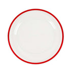 10 - Pack Plastic 7" Round Appetizer Plates in Clear with Red Rim - Sleek Disposable Salad Plates for Banquets & Special Occasions - Bell Racket Store