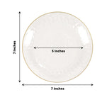 10 - Pack Plastic 7" Round Dessert Appetizer Plates in Clear Hammered Design with Gold Rim - Modern Disposable Salad Plates - Bell Racket Store