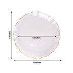 10 - Pack Plastic 7" Round Dessert Appetizer Plates in Clear Sunflower with Gold Scalloped Rim - Disposable Salad Plates for Classy Events & Banquets - Bell Racket Store