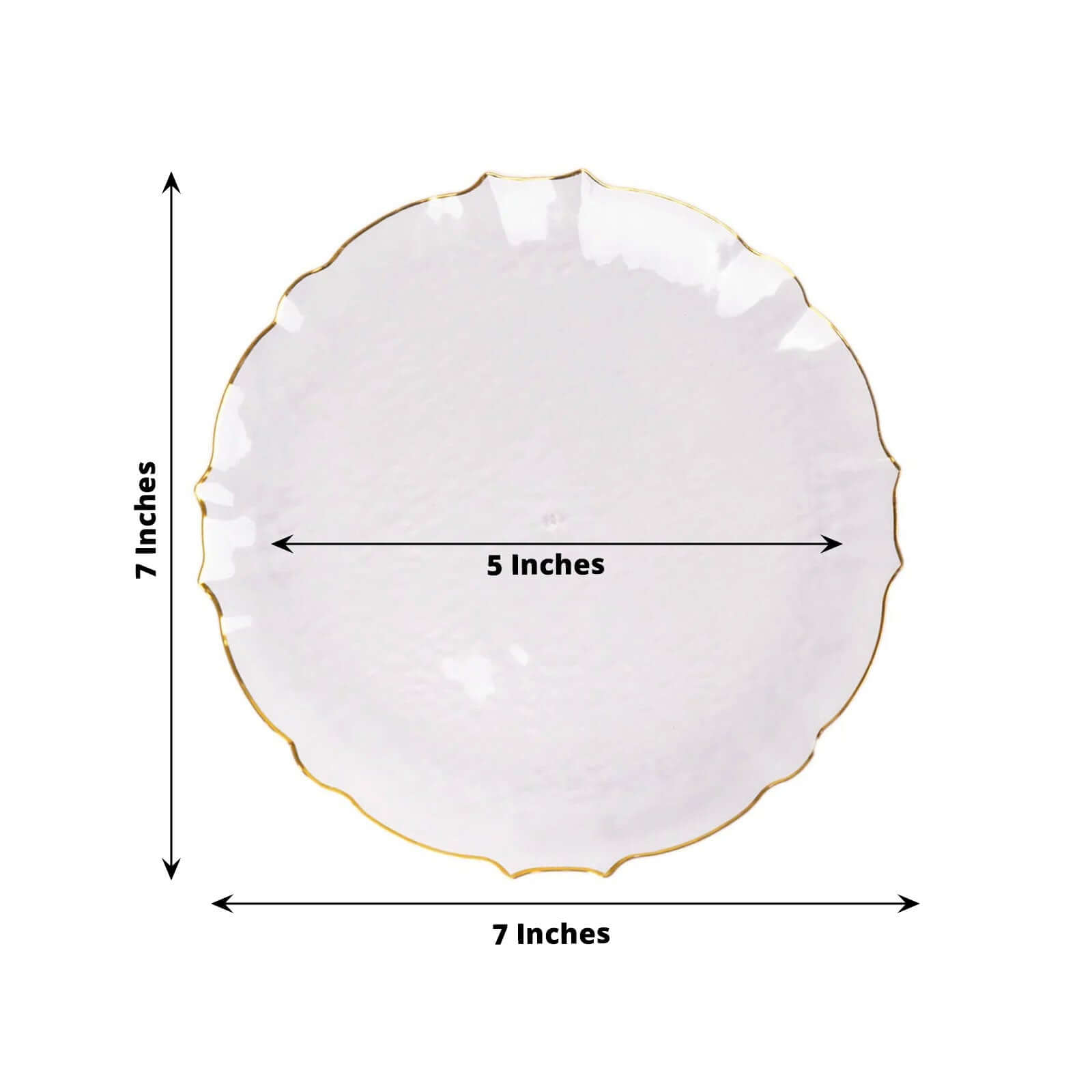 10 - Pack Plastic 7" Round Dessert Appetizer Plates in Clear Sunflower with Gold Scalloped Rim - Disposable Salad Plates for Classy Events & Banquets - Bell Racket Store