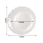10 - Pack Plastic 7" Round Dessert Appetizer Plates in Pearl White Sunflower with Silver Scalloped Rim - Disposable Salad Plates for Classy Events & Banquets - Bell Racket Store