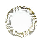 10 - Pack Plastic 7" Round Dessert Plates in Clear with Gold Swirl Rim - Bell Racket Store