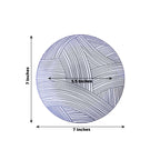 10 - Pack Plastic 7" Round Dessert Plates in White with Blue Wave Brush Strokes Pattern - Disposable Appetizer Salad Plates - Bell Racket Store