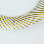 10 - Pack Plastic 7" Round Dessert Plates in White with Gold Swirl Rim - Disposable Salad Plates for Classy Events & Banquets - Bell Racket Store