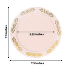 10 - Pack Plastic 7.5" Round Appetizer Plates in Blush with Gold Embossed Scalloped Edge - Chic Disposable Salad Plates for Special Occasions & Banquets - Bell Racket Store
