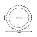 10 - Pack Plastic 8" Round Dessert Plates in Clear with Black Scalloped Rim - Disposable Appetizer/Salad Plates - Bell Racket Store